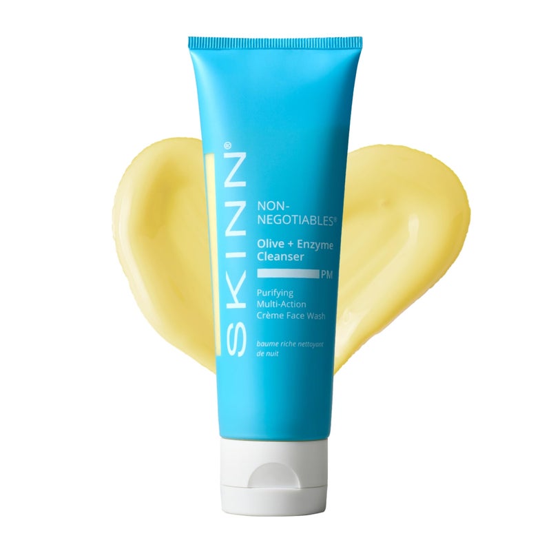 SKINN Daily Evening Face Wash, Multi-Action Cream, Olive & Enzyme Cleanser, 4oz - Facial Cream for Removing Makeup, Impurities & Dead Skin Cells - Image 1